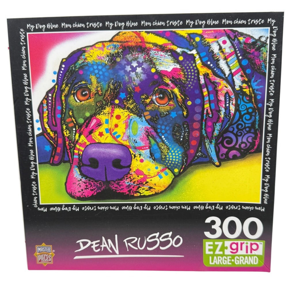 New MasterPieces Dean Russo‎ My Dog Blue Puzzle 300 Piece  Good EZ-Grip Large